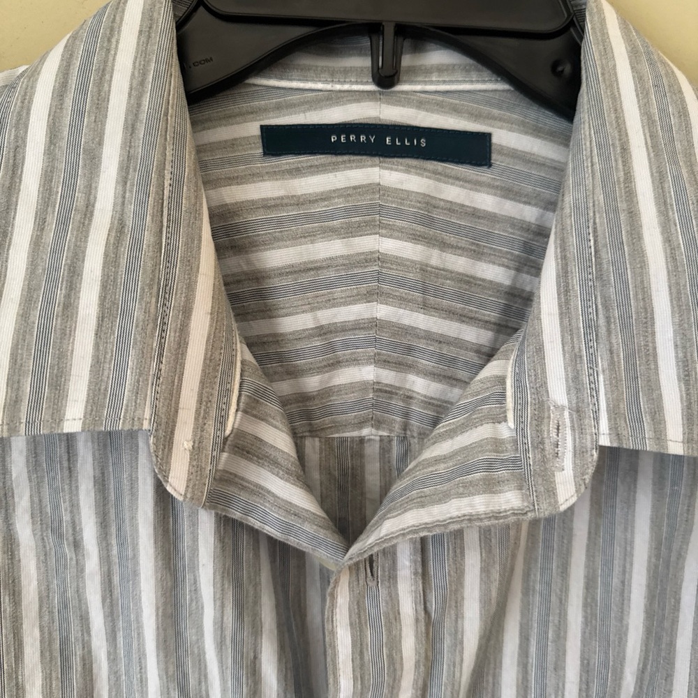 Perry Ellis Gray Striped Men's Shirt